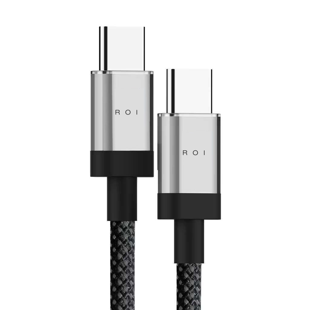 כבל USB-C ל-USB-C באורך 1 מטר, 60W, שחור – ROI